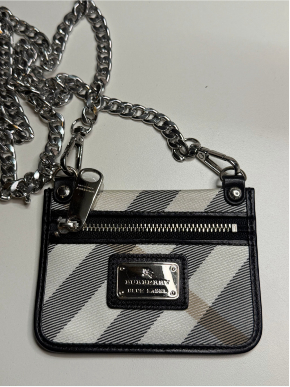 Women's Burberry Blue Label Mini Bag, One Size, Black and Beige